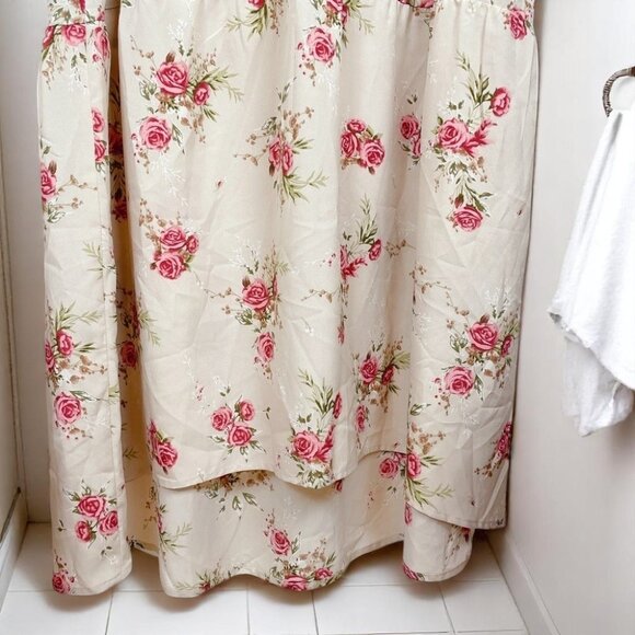 NWT En Saison Natural Color Floral Print Midi Dress - Picture 6 of 10